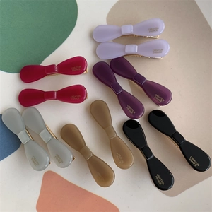Korean Minimalist Acetate Bow Hair Clip Solid Color Sweet Duckbill Side Clip Handmade Elegant Hair Accessories For Women Girls