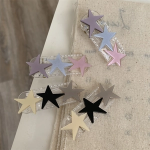 Korean Sweet Matte Star Hair Clip Minimalist Plastic Five-pointed Star Duckbill Clip Creative Contrast Color Hair Accessories For Women