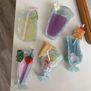 Creative Acetate Summer Drink Cocktail Shape Hair Claw Clip For Women Fruit Strawberry Lemon Flower Hair Accessories