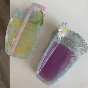 Creative cocktail and cold drink shaped hair clips with daisy and lime decorations
