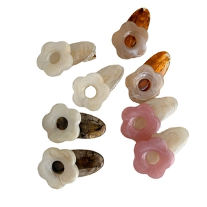 Barrettes à fleurs en acrylique couleurs crème, rose et ambre pour femmes et filles