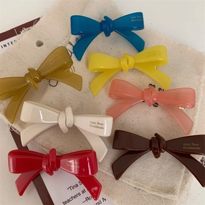 Barrette à Cheveux Nœud en Acétate Avec Lettres Élégant Simple Sucré Pince Bec de Canard Pour Femmes Accessoires Cheveux