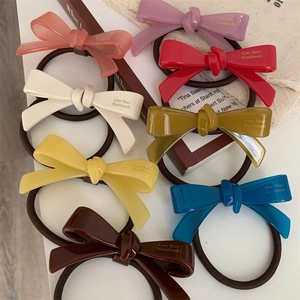Élastiques à Cheveux en Acétate avec Nœud et Lettre Fait Main Accessoires de Cheveux pour Filles Douces pour Femmes Chouchous Quotidiens