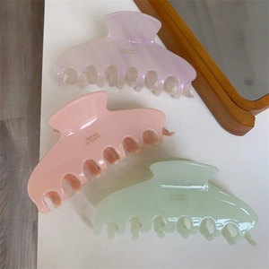 Chic acetate hair claw clips in pastel macaron colors with gold lettering for women