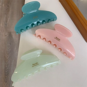 Lot de trois pinces à cheveux courbées avec texte Barrette la France en bleu rose et vert