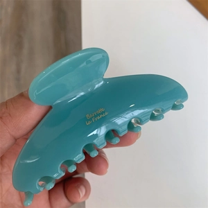 Pince à cheveux française bleu lac élégante avec lettrage Barrette doré chic