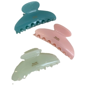 Lot de trois pinces à cheveux aux couleurs Morandi avec inscription dorée style français