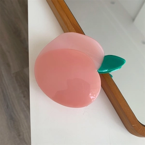 Pince à cheveux pêche rose minimaliste en acétate poli pour femmes accessoires élégants