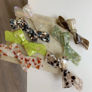 Barrettes à cheveux faites main en acétate avec grand nœud en couleurs variées