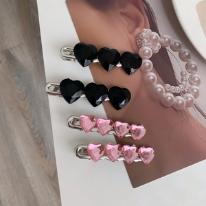 Fermagli per Capelli a Cuore Dolce e Cool per Donne Ragazze Cuore in Plastica Strass Clip Laterali Stile Y2K INS Gioielli