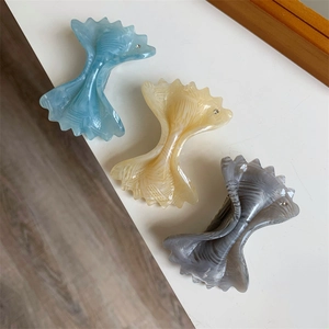 Korean Style Creative Acetate Bow Hair Clip With Rhinestone Marble Pattern Side Hairpin Fashion Headwear For Women Jewelry