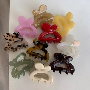 Handmade Acetate Heart Hair Clip Korean Style Side Letter Hairpin For Women Kids Leopard Print Sweet Hair Accessory