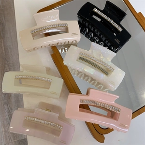 Détails de pinces à cheveux en acétate avec strass carrés étincelants en six couleurs