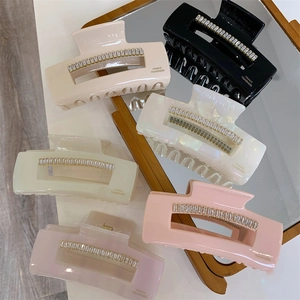Lot de 6 pinces à cheveux de luxe en acétate avec strass en zircon et couleurs pastel variées