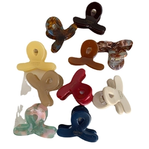 Lot de barrettes à cheveux en acétate multicolores avec inscription dorée faite à la main