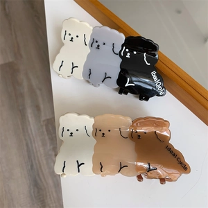 Süße Drei Parallele Hunde Celluloseacetat Haarklammer Cartoon Welpe Haifisch-Clip Haarschmuck Für Damen Mädchen