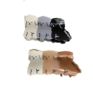 Drei kleine Hunde Haarklammern aus Acetat in neutralen und pastellfarbenen Sets für Damen