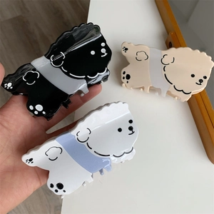 Lindas Pinzas para el Pelo de Acetato de Celulosa con Forma de Perro de Dibujos Animados para Mujeres y Niñas