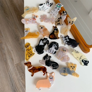 Handgefertigte Acetat-Haarklammern mit verschiedenen Hunderassen wie Corgi und Frenchie