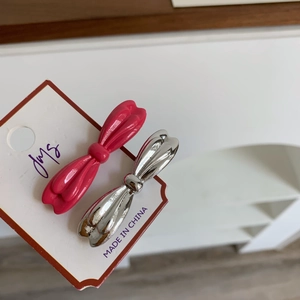 Lot de barrettes à cheveux en métal rose et argent en forme de nœud pour femmes