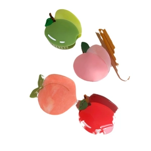 Set di 4 mollette per capelli creative con design di mela e pesca in acetato colorato