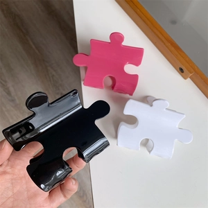 Creative Puzzle Piece Hair Claw Clip Acetate Jigsaw Design Shark Clip Minimalist Fashion Trendy Hair Accessories For Women