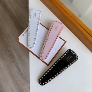 Lot de 3 barrettes géométriques avec strass et lettrage doré France Handmade élégant