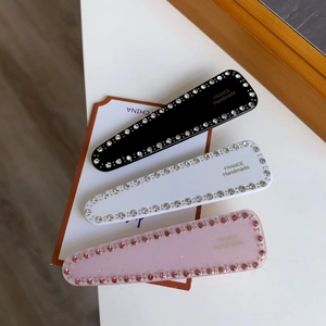Barrette à Cheveux Géométrique en Acétate Minimaliste Avec Strass France Handmade Lettre Pince à Frange Latérale pour Femme Accessoires Cheveux