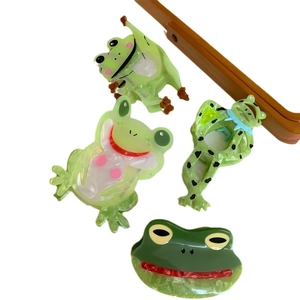 Niedliche grüne Frosch-Haarklammern aus Acetat, Tier-Haarschmuck Set für Damen