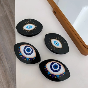 Mollette per capelli Halloween Evil Eye in stile nero gotico con finitura lucida