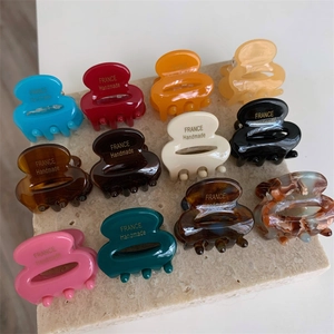 Mini Pince Crabe En Acétate Pour Femmes Épingles À Cheveux Ovales Géométriques Couleur Crème Accessoires De Coiffure