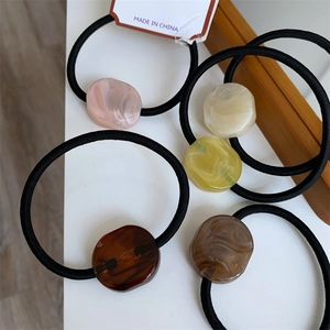 Five-piece set of geometric acrylic hair ties with marble pattern and high elastic band