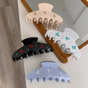 Koreaanse Stijl Acetaat Vlinder Strass Haarklem Elegant Zoet Fee Haai Clip Haaraccessoires Voor Vrouwen Dagelijks