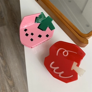 Handmade Acetate Fruit Hair Claw Clip Fresh Strawberry Apple Design Shark Clip Hair Accessory For Women Girls Hair Styling