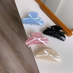 Élégante Pince Crabe en Acétate de Cellulose avec Nœud Style Coréen Grande Pince Requin pour Femmes Accessoires Cheveux