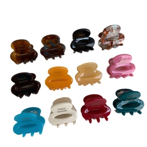 Lot de mini pinces à cheveux colorées en acétate avec gravure artisanale France