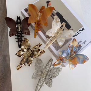 Handmade Acetate Butterfly Hair Claw Clip Vintage French Elegant Marble Texture Hair Clip Shark Clip For Women Daily Accessories