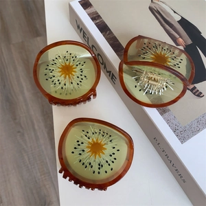 Zoete Creatieve Transparante Acetaat Kiwi Fruit Haarklem Pastorale Stijl Vrouwen Haarklem Elegante Haaraccessoires