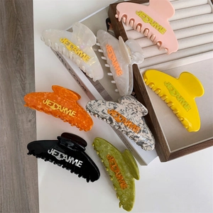 French Style Acetate Letter JE T'AIME Hair Claw Clip Large Shark Clip For Women Girls Elegant Marble Texture Hair Accessories