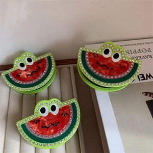 Pinza per Capelli in Acetato a Forma di Rana Anguria Strass Intarsiati Fatto a Mano Blocco di Colore Carina Animale Frutta per Donna