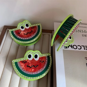 Pinze per capelli a anguria in acetato con strass e simpatico design a cartone
