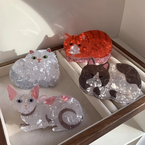 Pince à Cheveux Chat en Acétate pour Femmes Design Animal de Dessin Animé Pince à Cheveux en Acrylique Accessoires Cheveux