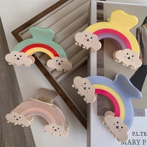 Pinces à cheveux arc-en-ciel et nuages aux couleurs mates pour femmes et filles