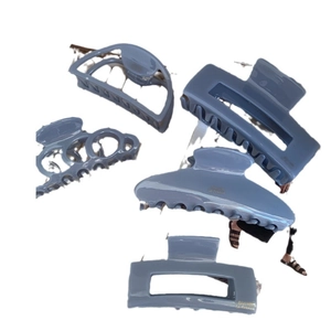 Five-piece set of elegant dusty blue acetic acid hair claws in various shapes and sizes