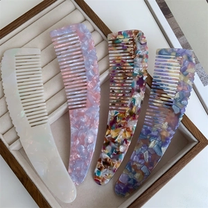 Vintage Acetate Marble Texture Hair Comb For Women Large Anti-static Detangling Hairbrush Daily Fashion Hair Styling Tool Accessories