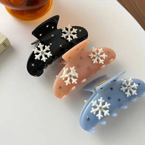 Pince à Cheveux Flocon de Neige d'Hiver Strass Acétate Élégantes Pinces à Cheveux pour Femmes Quotidien Festif Style Coréen Doux
