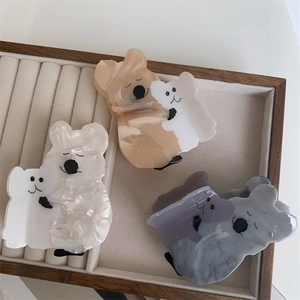 Pinces à cheveux koala mignonnes en résine d'acétate avec un motif de marbre élégant