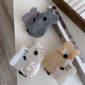Pince À Cheveux En Acétate Maman Et Bébé Koala Forme D'Animal Unique Texture Marbrée Accessoires De Cheveux Pour Femmes Quotidien