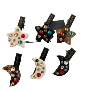 Lot de barrettes à cheveux étoile et lune avec strass colorés pour filles
