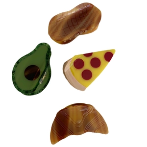 Pinces à cheveux créatives en forme de cacahuète, avocat, pizza et croissant mignon